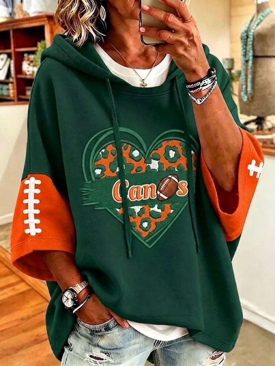 Women's Football Printed Casual Hoodie