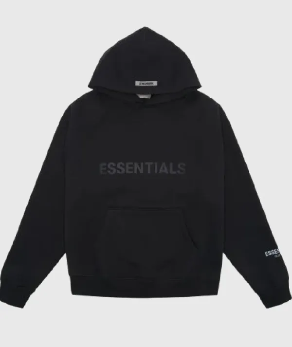 Pullover Applique Logo Hoodie Black