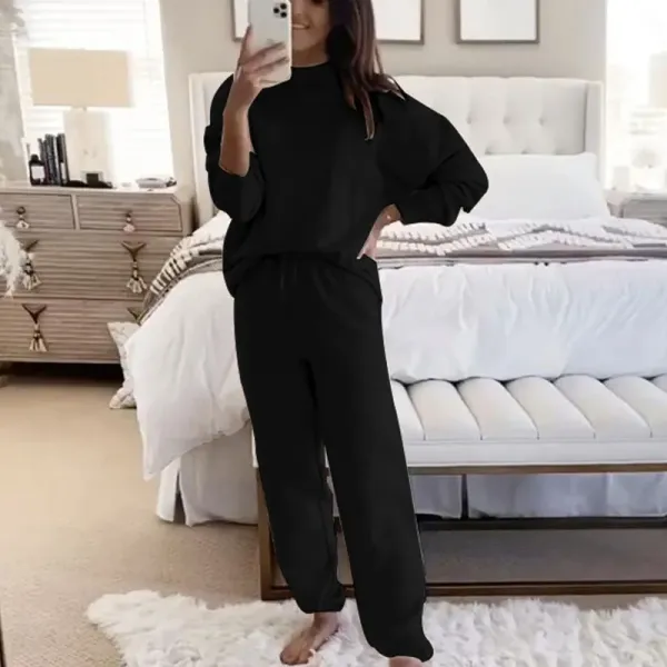 New High Collar Plus Fleece Sweater Set