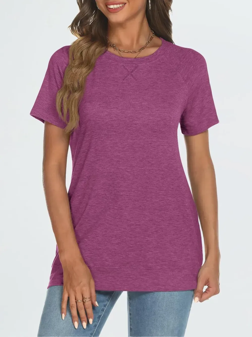 AUTOMET T Shirts Short Sleeve Crewneck Tees for Women Trendy Lightweight Soft Casual Summer Tops Clothes 2024