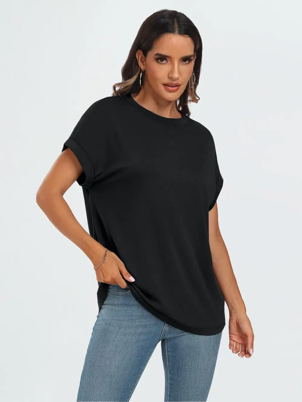 AUTOMET Women Tops Casual Basic T Shirts Loose Fit Crewneck Short Sleeve Summer Outfits