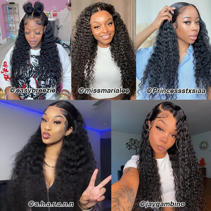 Sale bigekane Recommend 16-34 Inches Deep Wave 13x6 Full Lace Frontal Human Hair Wigs