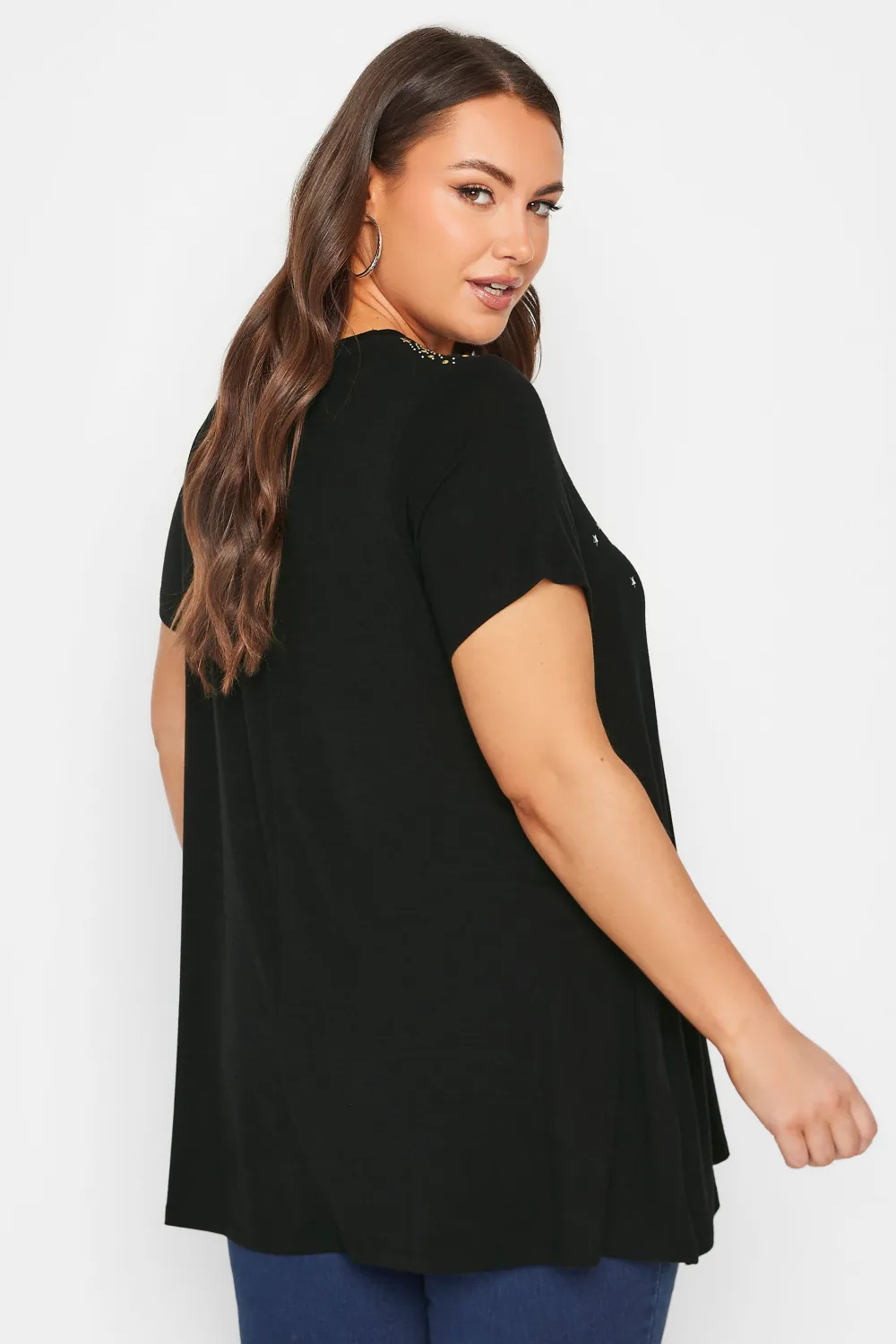 YOURS Curve Black Embellished Swing Top
