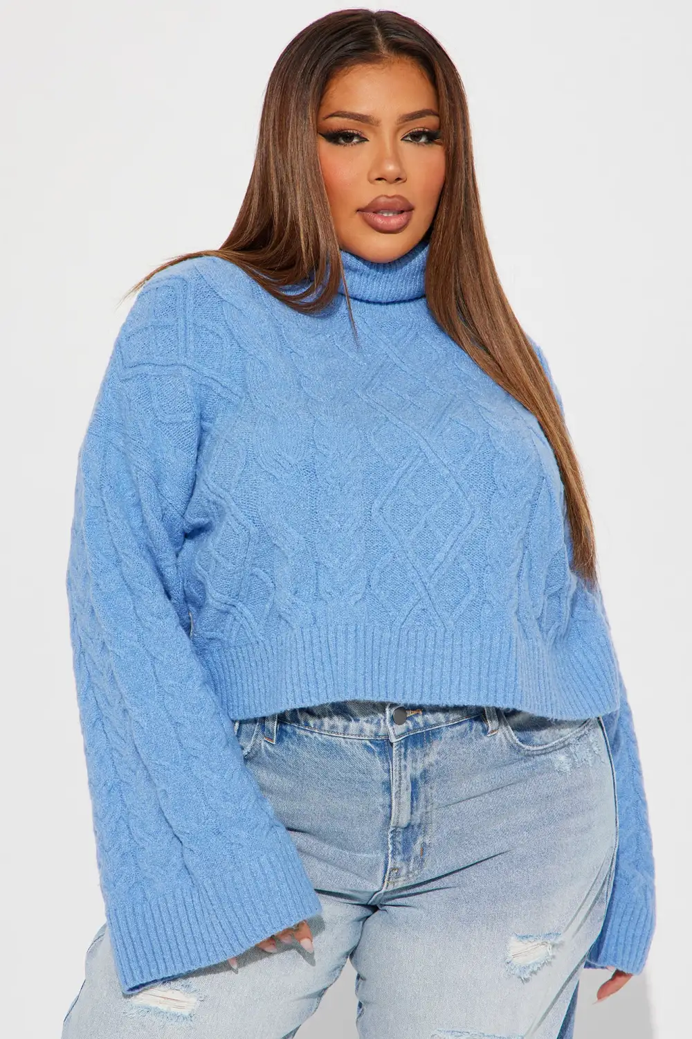 Endless Cuddles Cable Knit Sweater - Blue