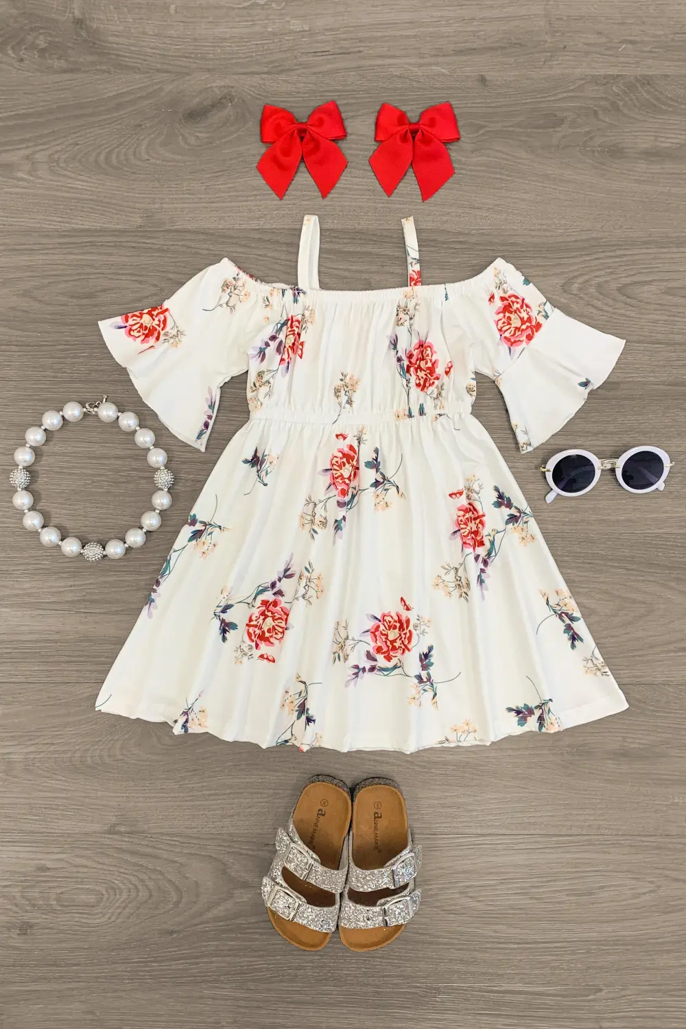 White Floral Cold Shoulder Dress
