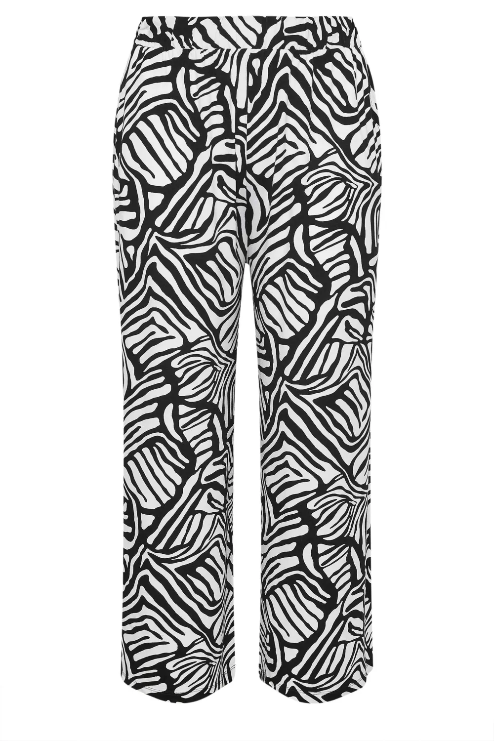YOURS Curve Black Leopard Print Wide Leg Trousers