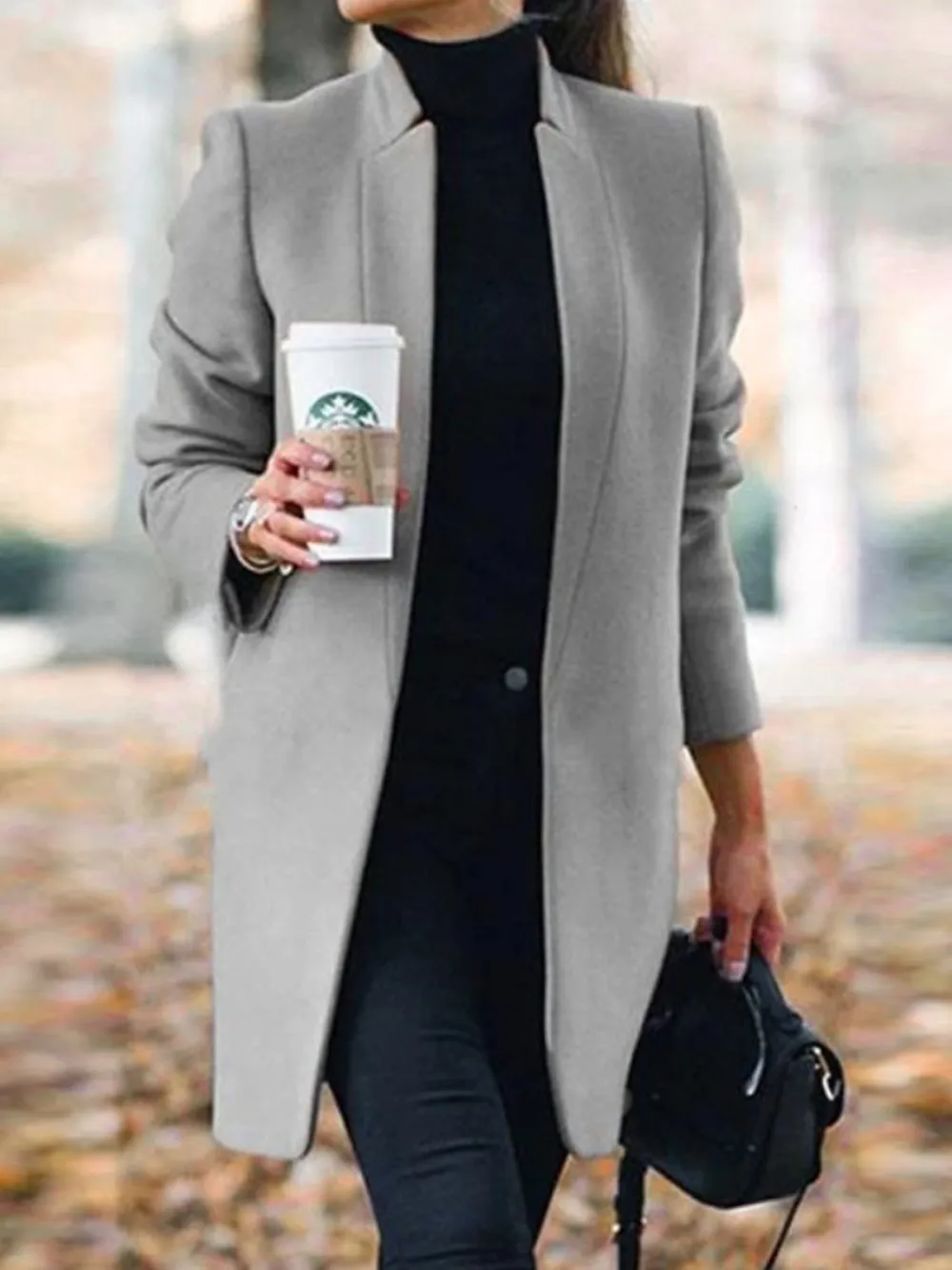 Women Plain Loose Casual Coat