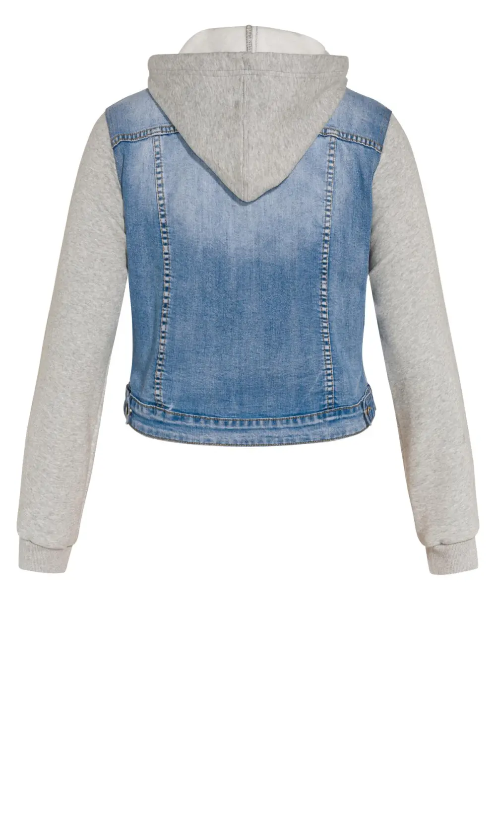 Evans Blue & Grey Cropped Denim Jacket