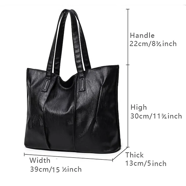 Women's Tote Shoulder Bag Top Handle Bag Shopper Bag PU Leather Shopping Daily Large Capacity Solid Color Black Red Wine Grey