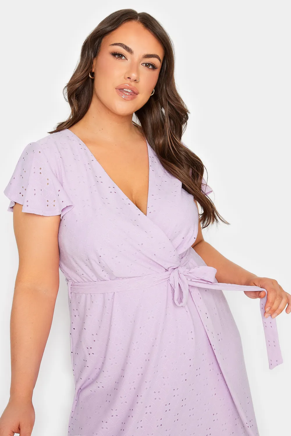 YOURS Curve Lilac Purple Broderie Anglaise Maxi Dress