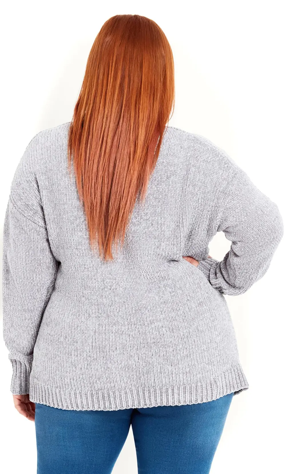 Evans Grey Chenille Cardigan