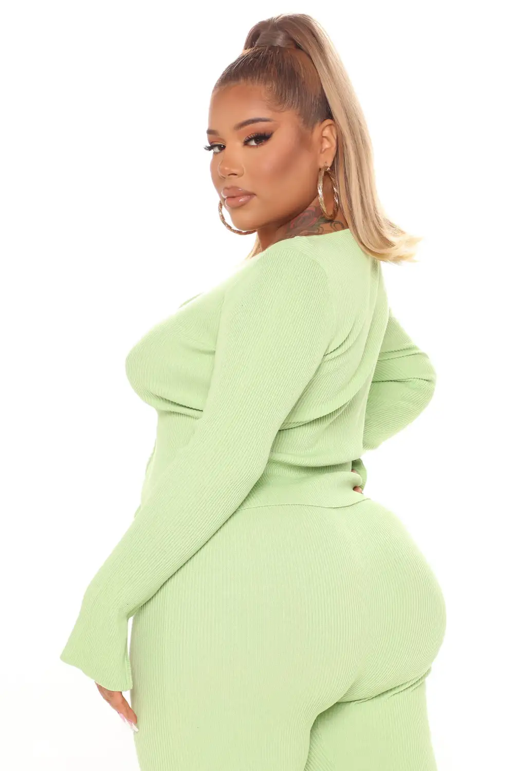 Wrong Way Sweater Pant Set - Green