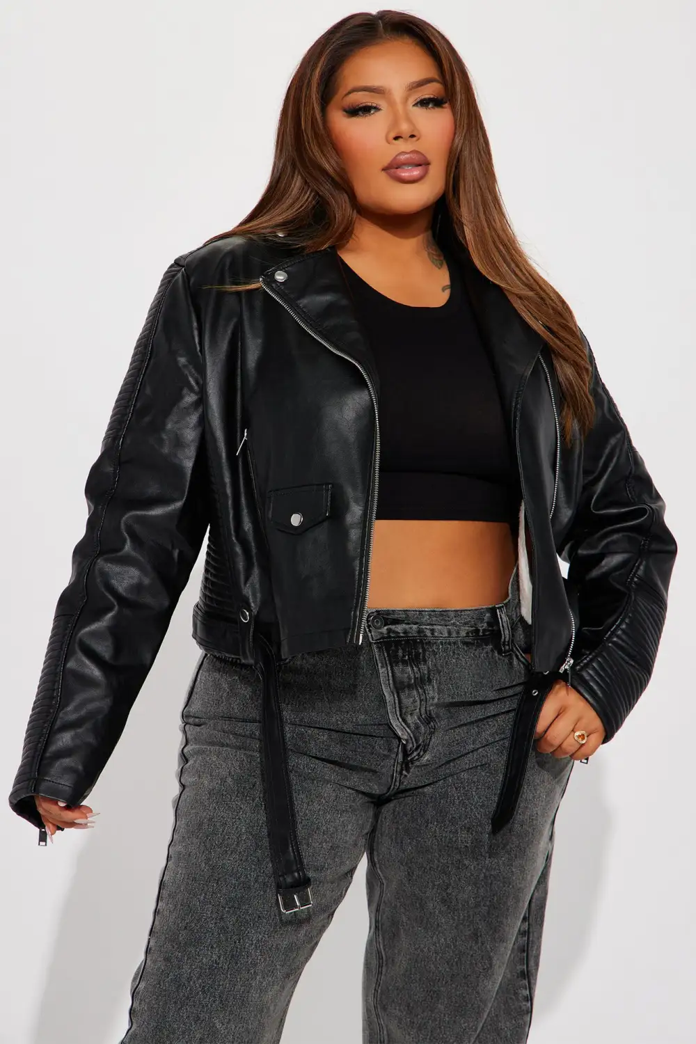 Can't Stop Me Now PU Leather Jacket - Black