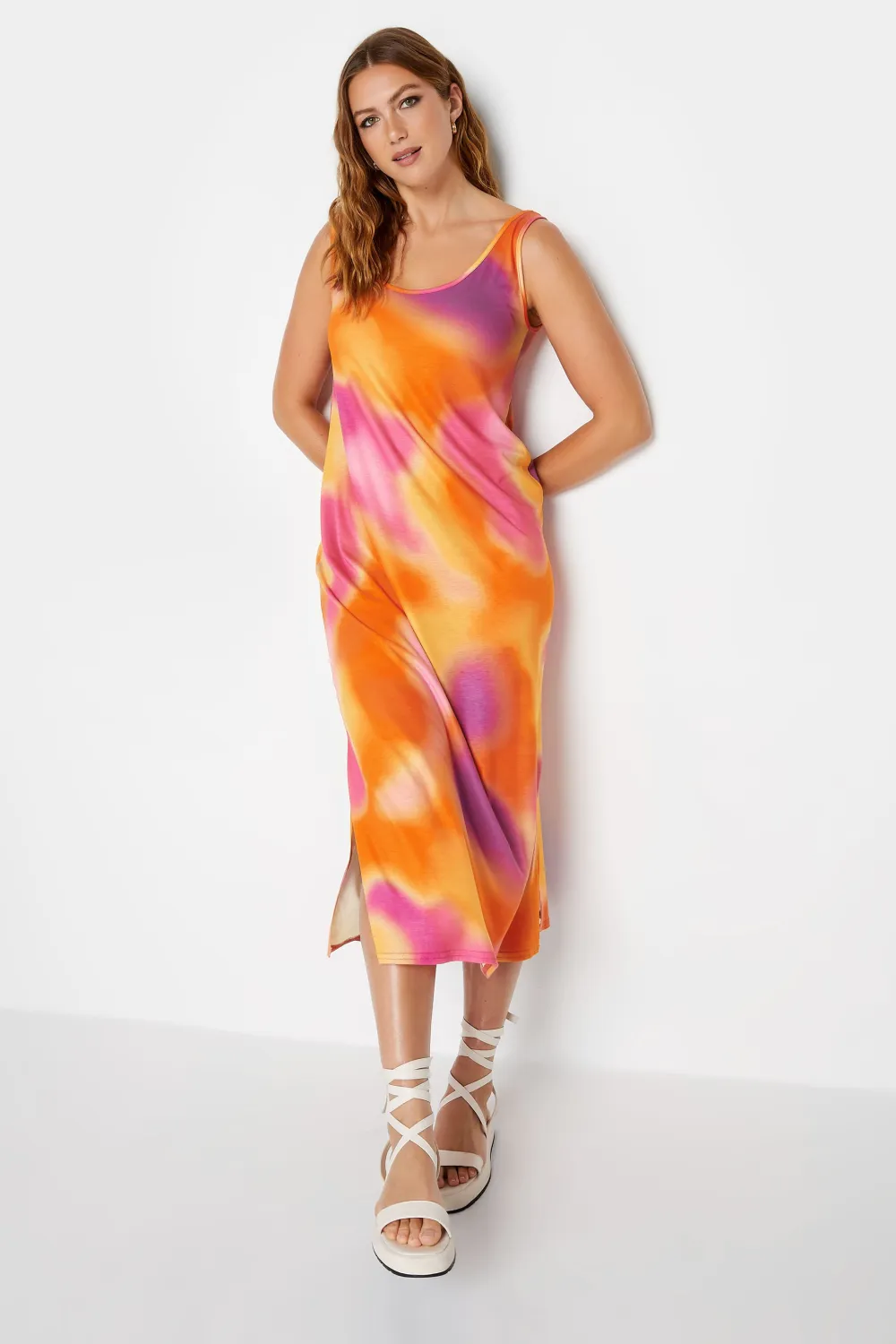 LTS Tall Orange Tie Dye Midi Dress