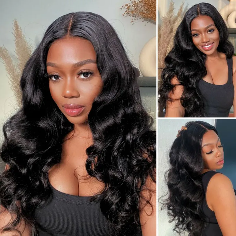 Parting Max 9x6 Glueless Wig #1 Jet Black Loose Body Wave Wig Pre Plucked & Bleached Ready to Go