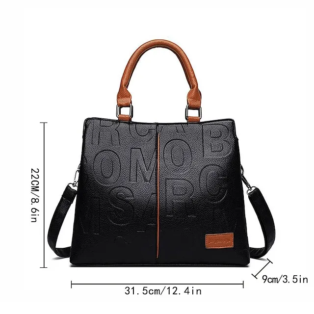 Women's Handbag Shoulder Bag PU Leather Outdoor Daily Large Capacity Waterproof Durable Letter Black / Red Black & Yellow