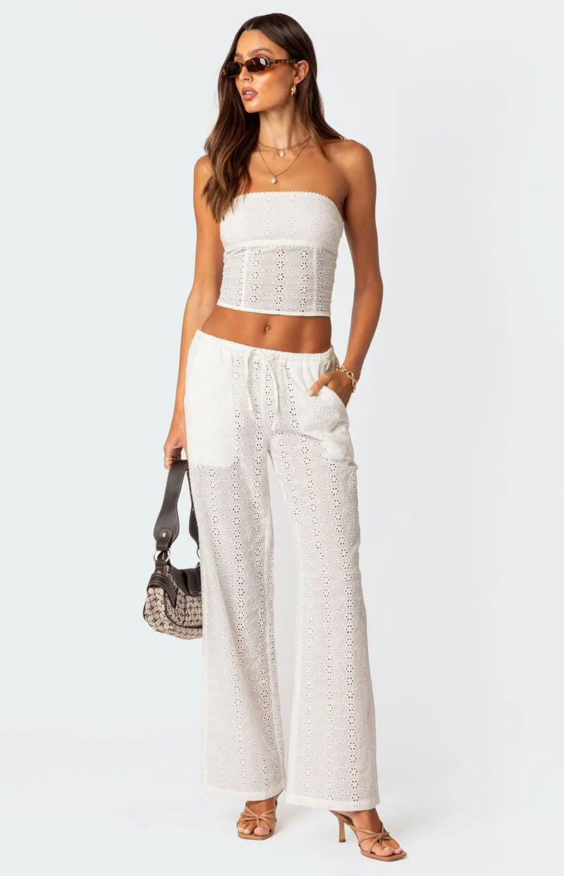 Edikted Lemon Lacey Cotton Pants