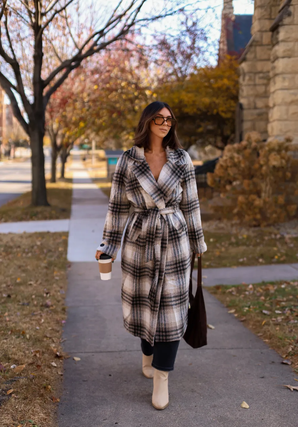 Plaid Trench Jacket