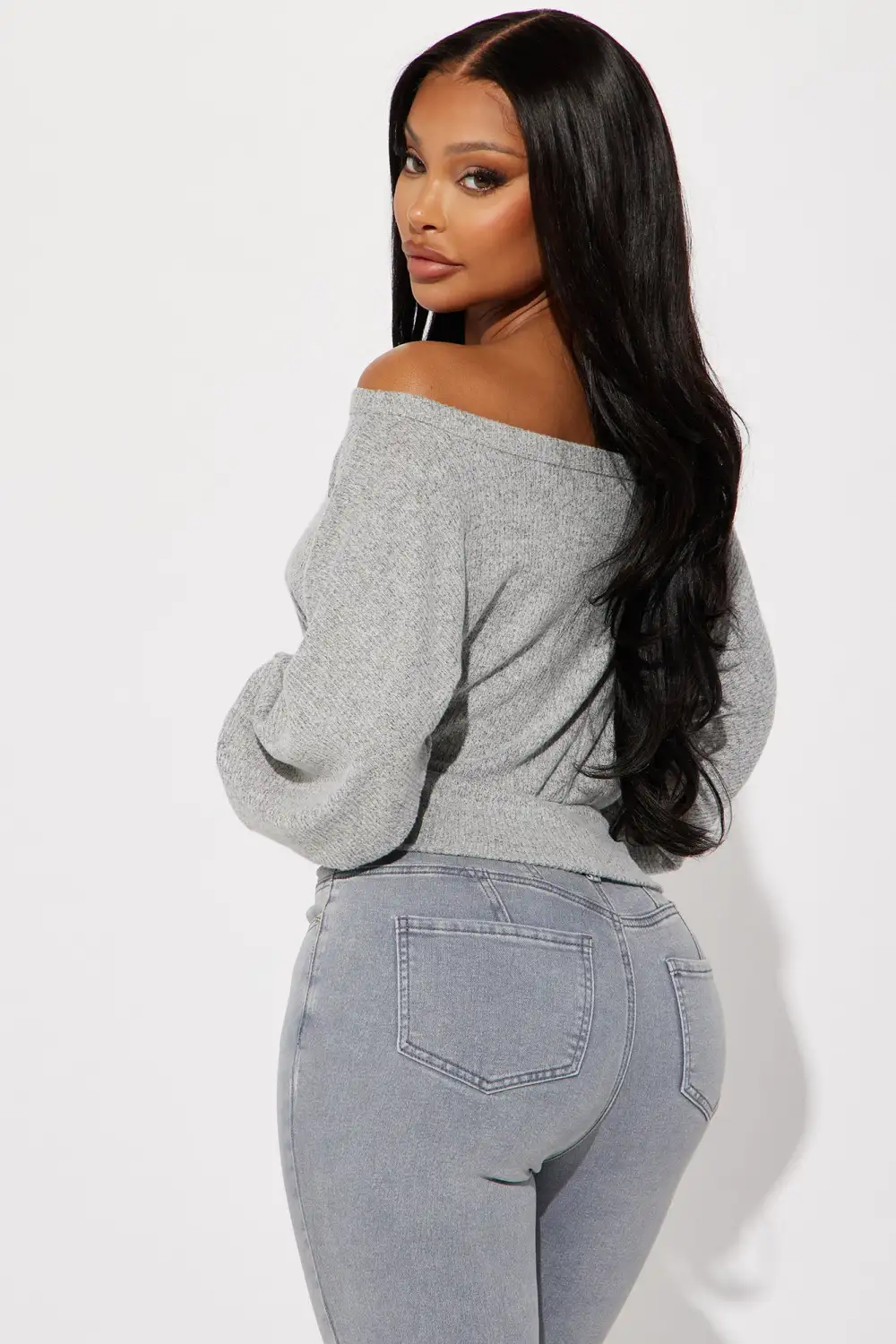 Weekend Comfort Off Shoulder Top - Heather Grey