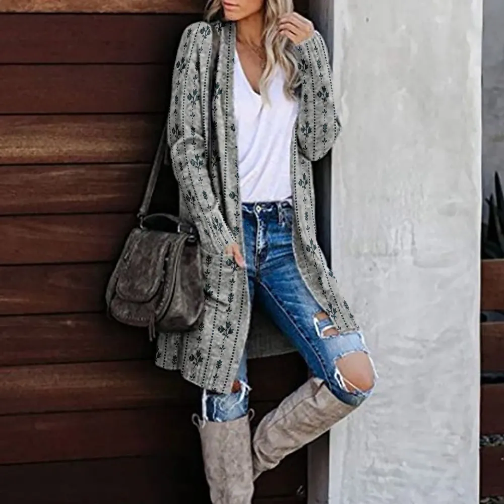 Women's Casual Striped Knit Cardigan