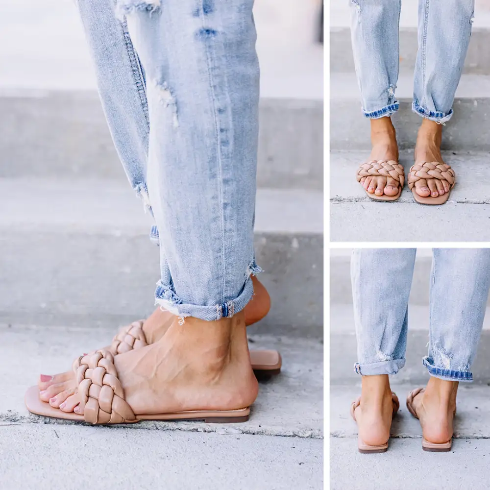 Bubbly Personality Camel Brown Braided Sandals