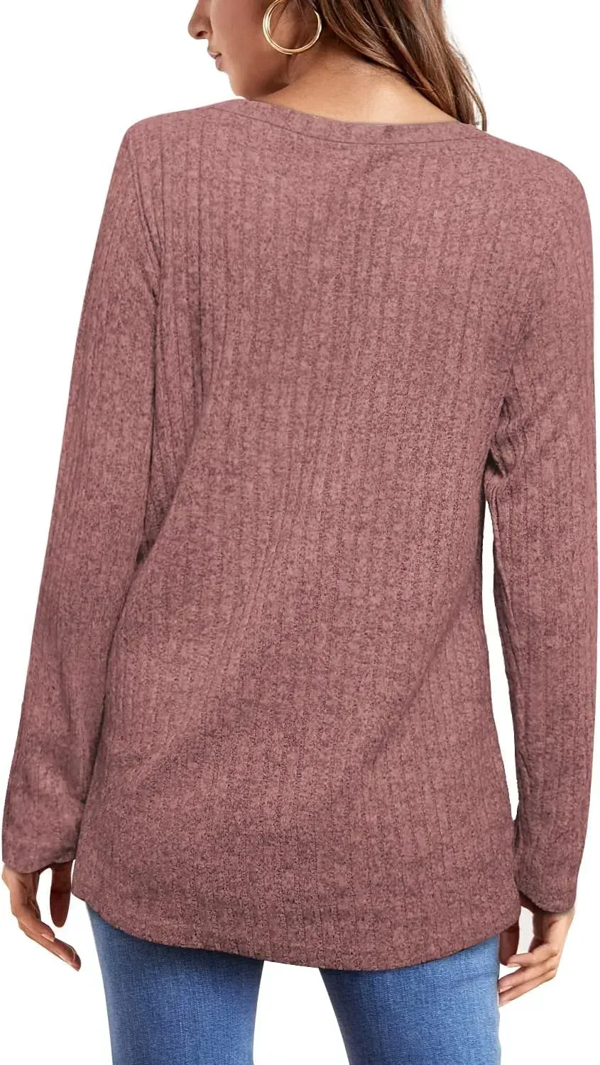 OFEEFAN Long Sleeve Shirts for Women Lightweight Crew Neck Casual Tunic Tops