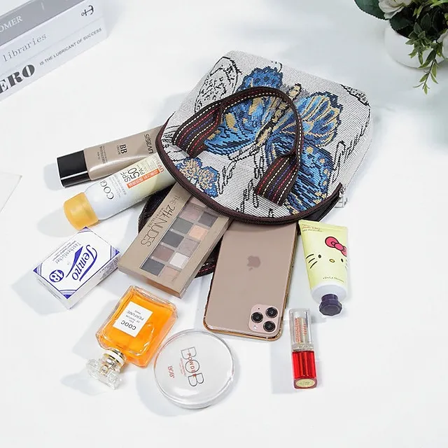 Women's Handbag Polyester Cotton Party Daily Zipper Large Capacity Breathable Durable Folk Blue butterfly Yellow Elephant Black elephant