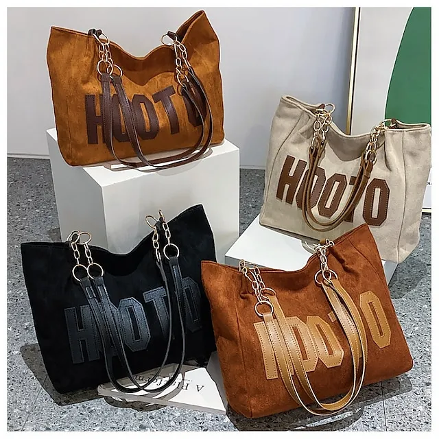 Women's Tote Shoulder Bag Bucket Bag PU Leather Outdoor Daily Holiday Zipper Large Capacity Lightweight Durable Solid Color Letter dark brown Black Brown