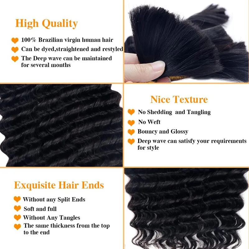 Flash Sale | Deep Wave Braid Hair Bulk 100% Human Hair Extensions Bulk for Braiding 100g