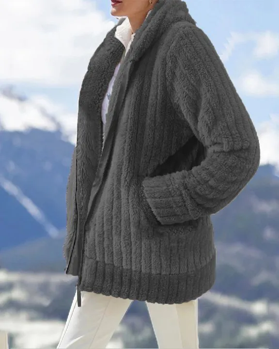 Plush Solid Zipper Jacket