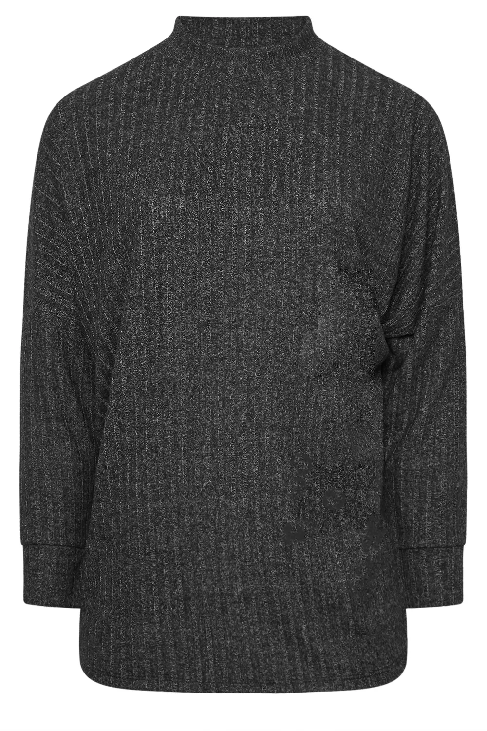 YOURS Curve Charcoal Grey Ribbed Jumper