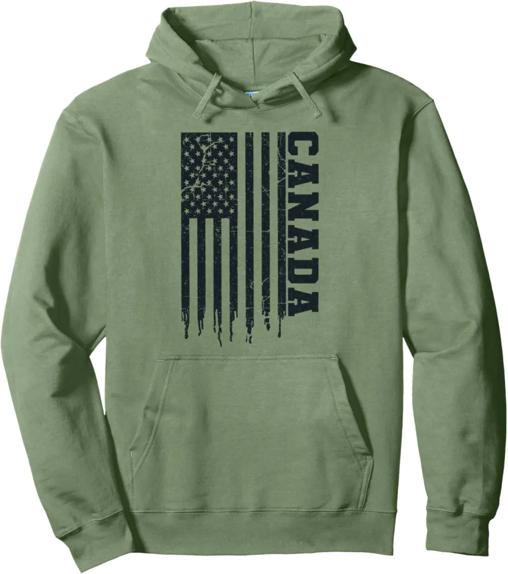 Patriotic Canada 51st State USA Flag Funny Iconic Canada Pullover Hoodie