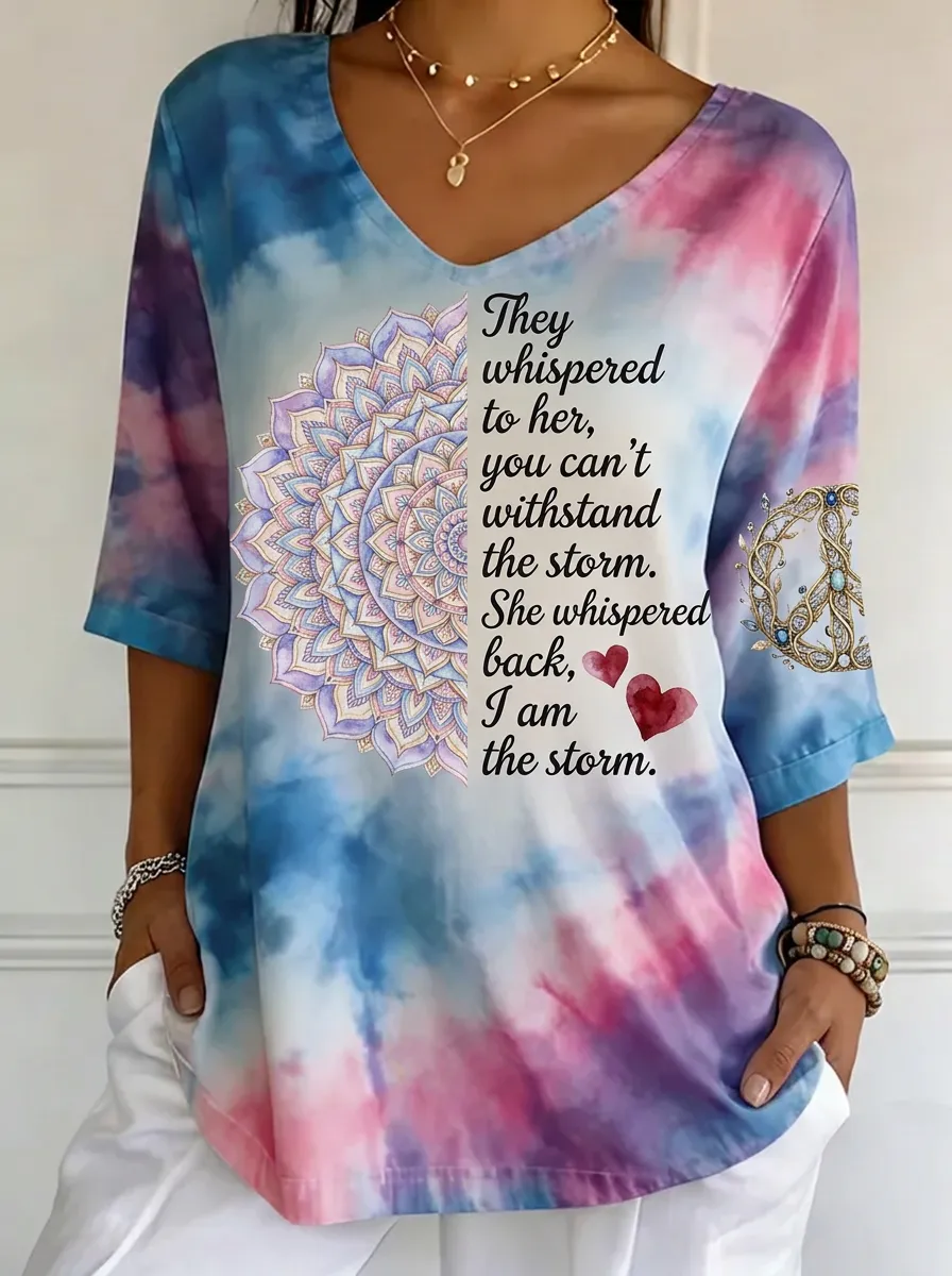 Women's Nashville Lover Mandala Storm Quote Printed T-shirt