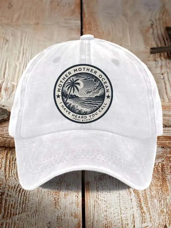 Retro Mother, Mother Ocean, I Have Heard You Call Print Baseball Cap