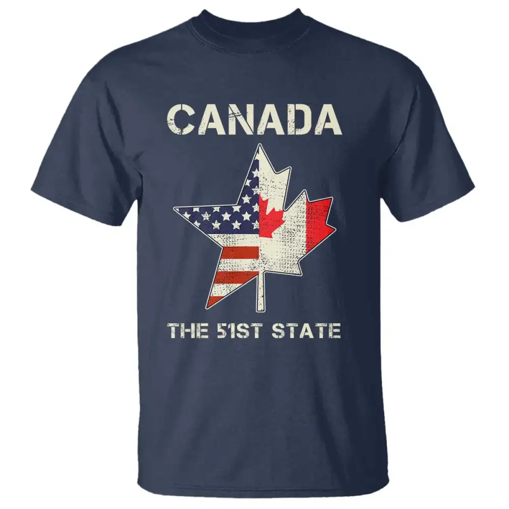 Canada The 51st State T Shirt Maple Canadian American Flag TS09