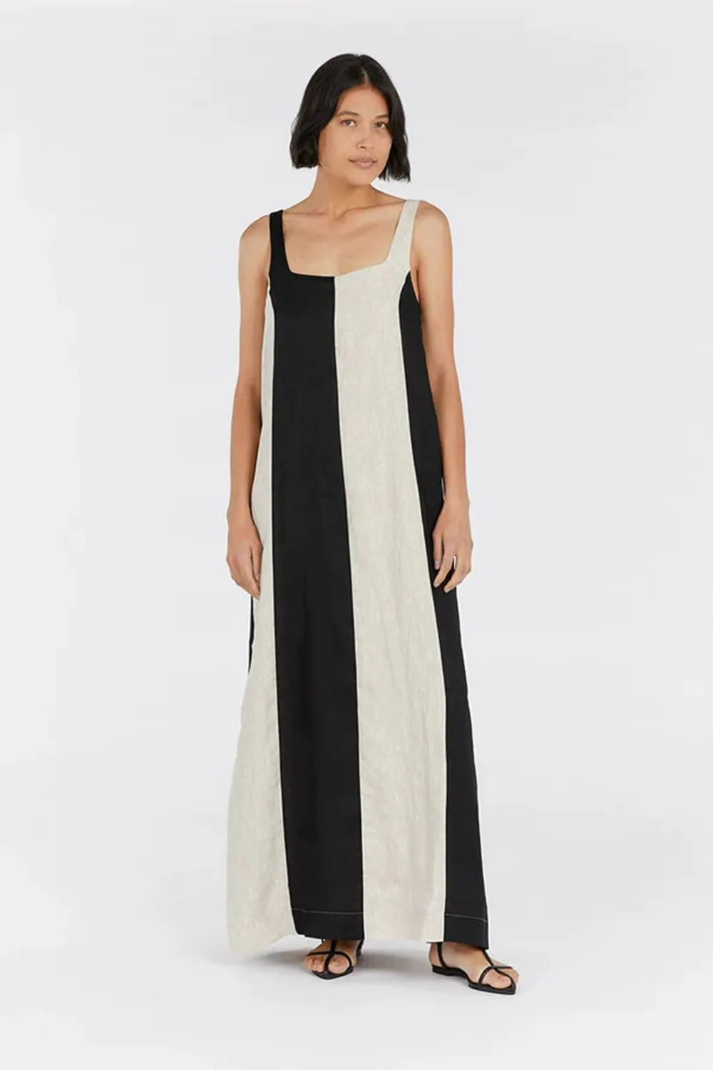 natural color block maxi dress