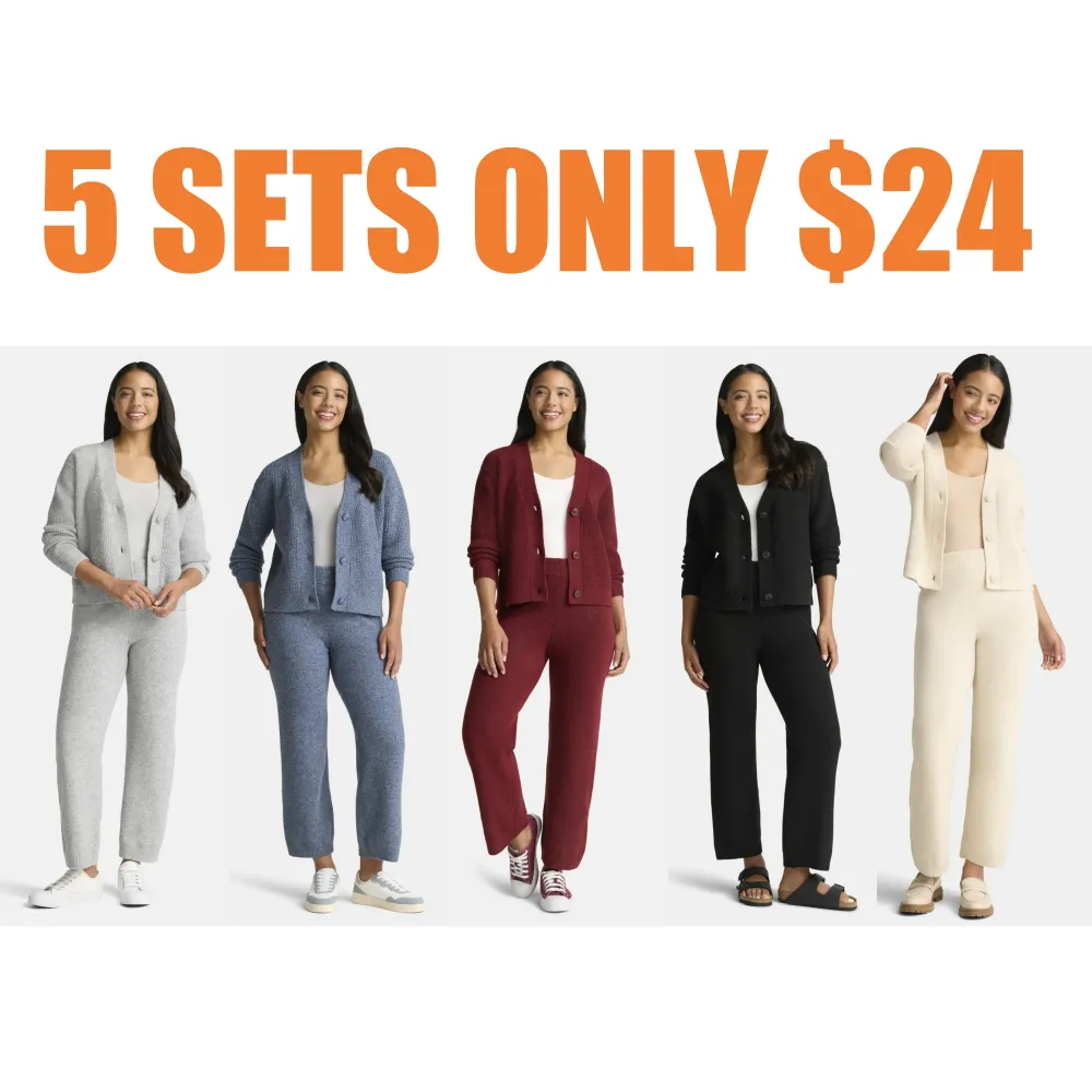 Women's Plus Cardigan and Pants Sweater Set