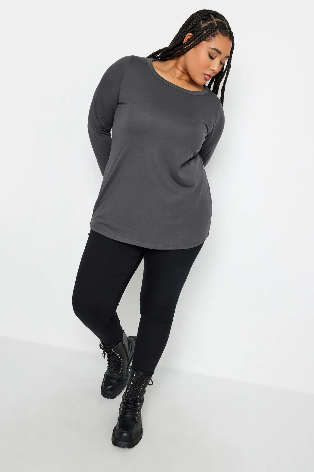 YOURS Curve Black Cotton Long Sleeve T-Shirt