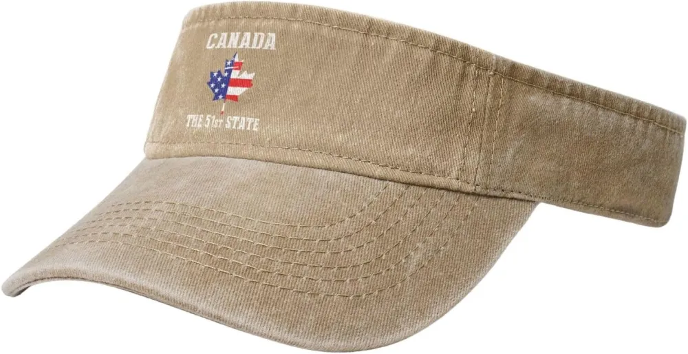 Canada 51st State Denim Visor Hat Adjustable Unisex Golf Sports Empty Top Cap