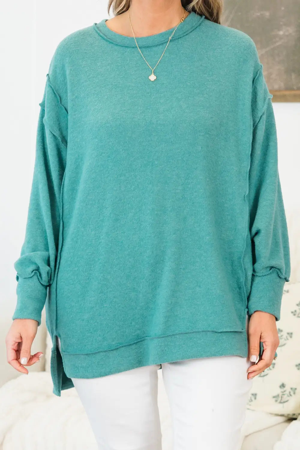 Say Hello Sweater, Dusty Teal