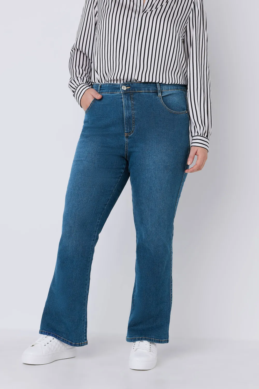 EVANS Curve Mid Blue Denim Bootcut Jeans