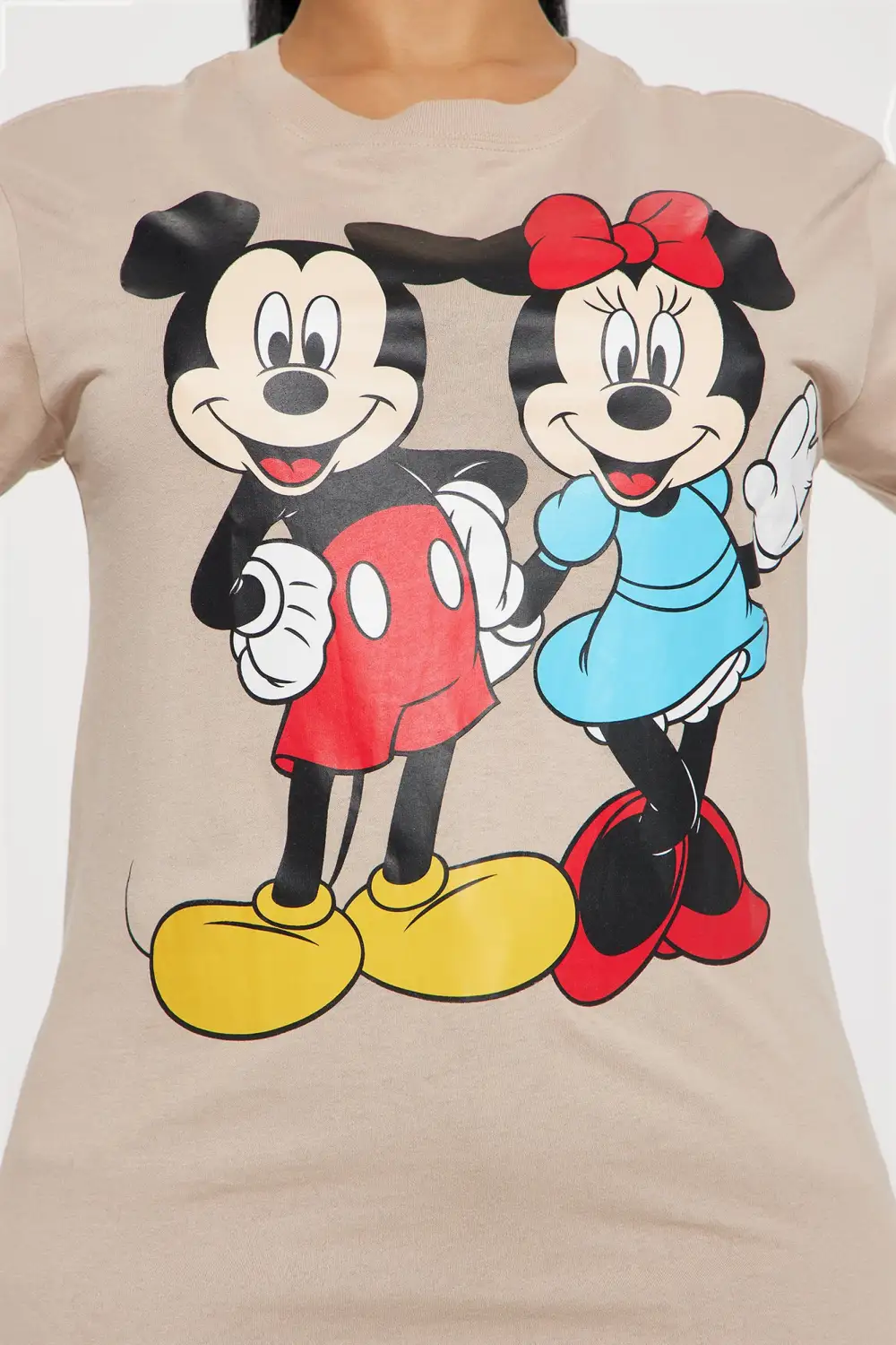 Mickey And Minnie Mouse Graphic Tee - Taupe
