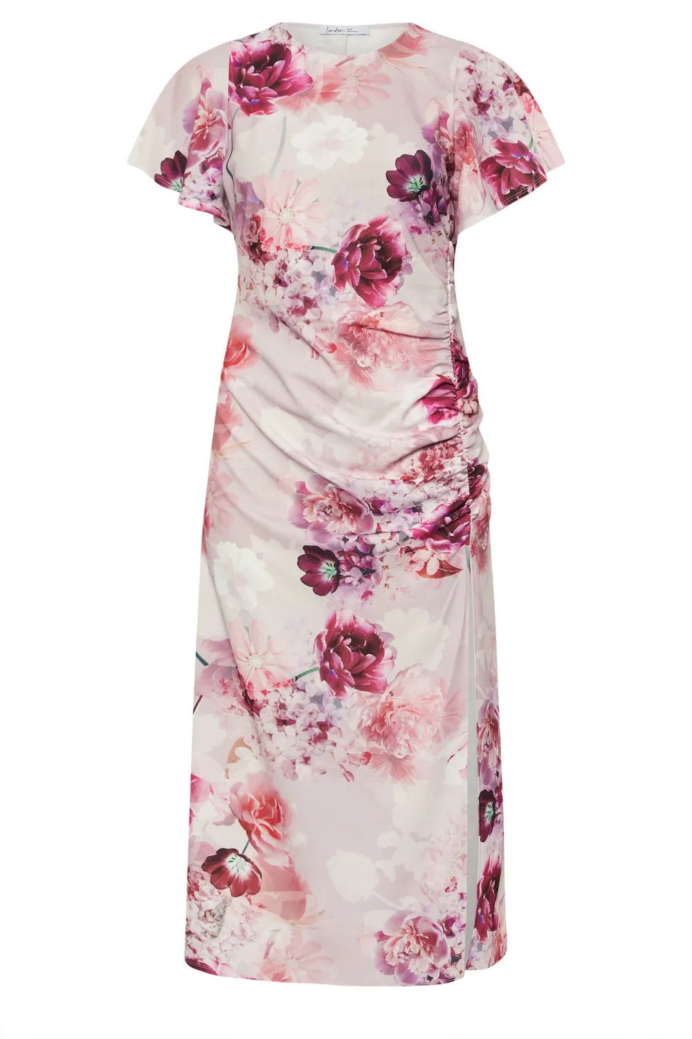YOURS LONDON Curve Pink Floral Print Gathered Dress