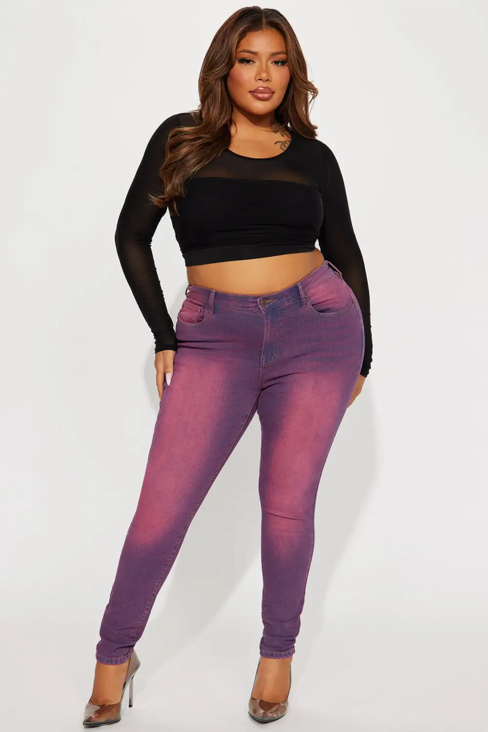 Hampton Tinted High Stretch Skinny Jeans - Fuchsia