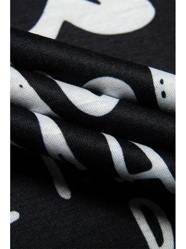 Women's T Shirt Fashion Letter Family Regular Tops Long Sleeve Round Neck Print Regular Fit Daily Weekend Black Pink Blue Green Spring &  Fall Spring, Fall, Winter, Summer