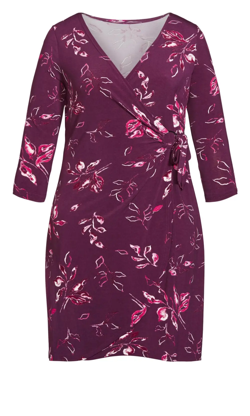 Evans Purple Floral Print Wrap Dress