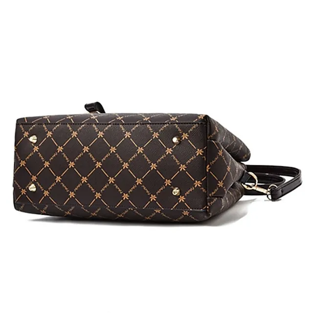 Women's Handbag Crossbody Bag PU Leather Daily Bowknot Large Capacity Plaid dark maple leaf with coffee Light Maple with Naturals Dark Maple with Naturals