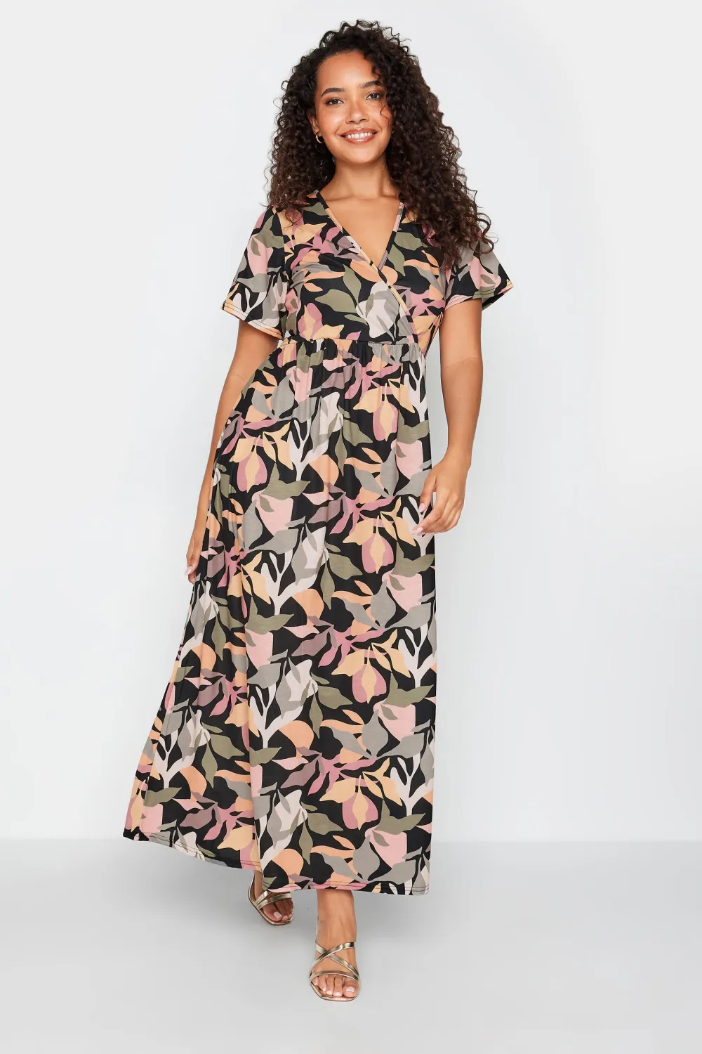M&Co Black Tropical Print Maxi Dress