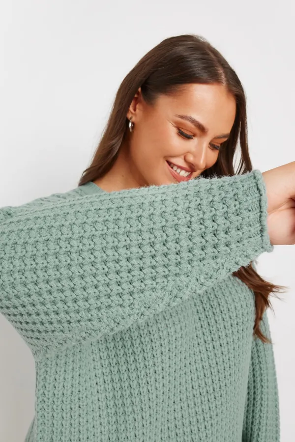 YOURS Curve Stone Brown Waffle Knit Jumper