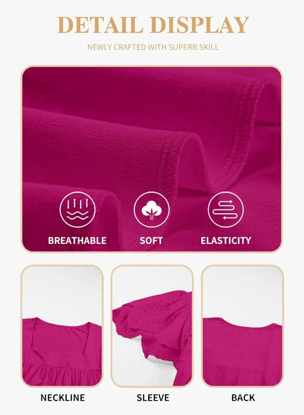 Eytino Womens Plus Size Tops Ruffle Short Sleeve Square Neck Summer Loose Casual Tee Shirts(1X-5X)